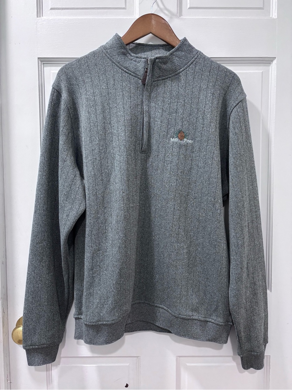FootJoy Men’s 1/4 Zip Performance Pullover Size Large Gray Mid Pines Golf EUC